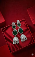 T2O Creation Stone-Studded Long Jhumka Earrings
