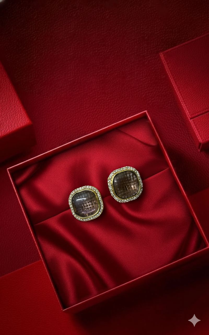 T2O Creation Stone-Studded Stud Earrings