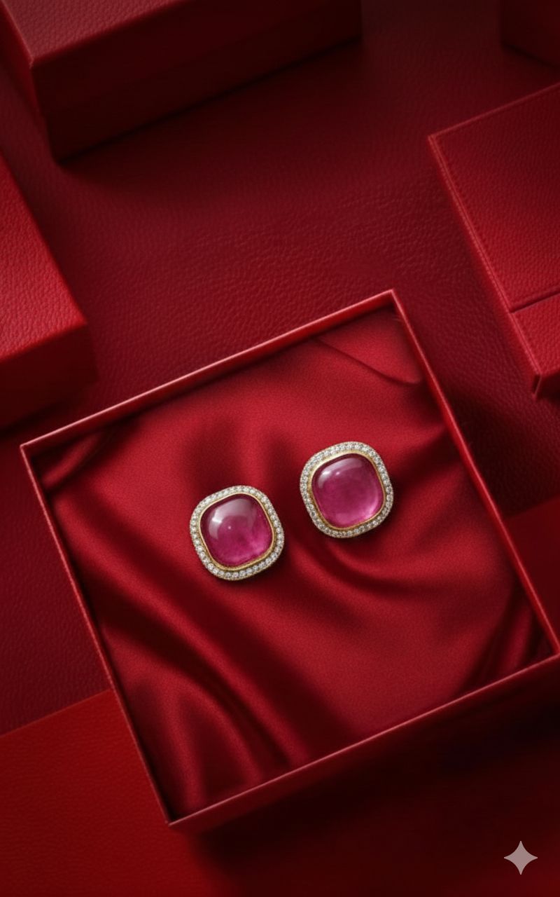 T2O Creation Stone-Studded Stud Earrings