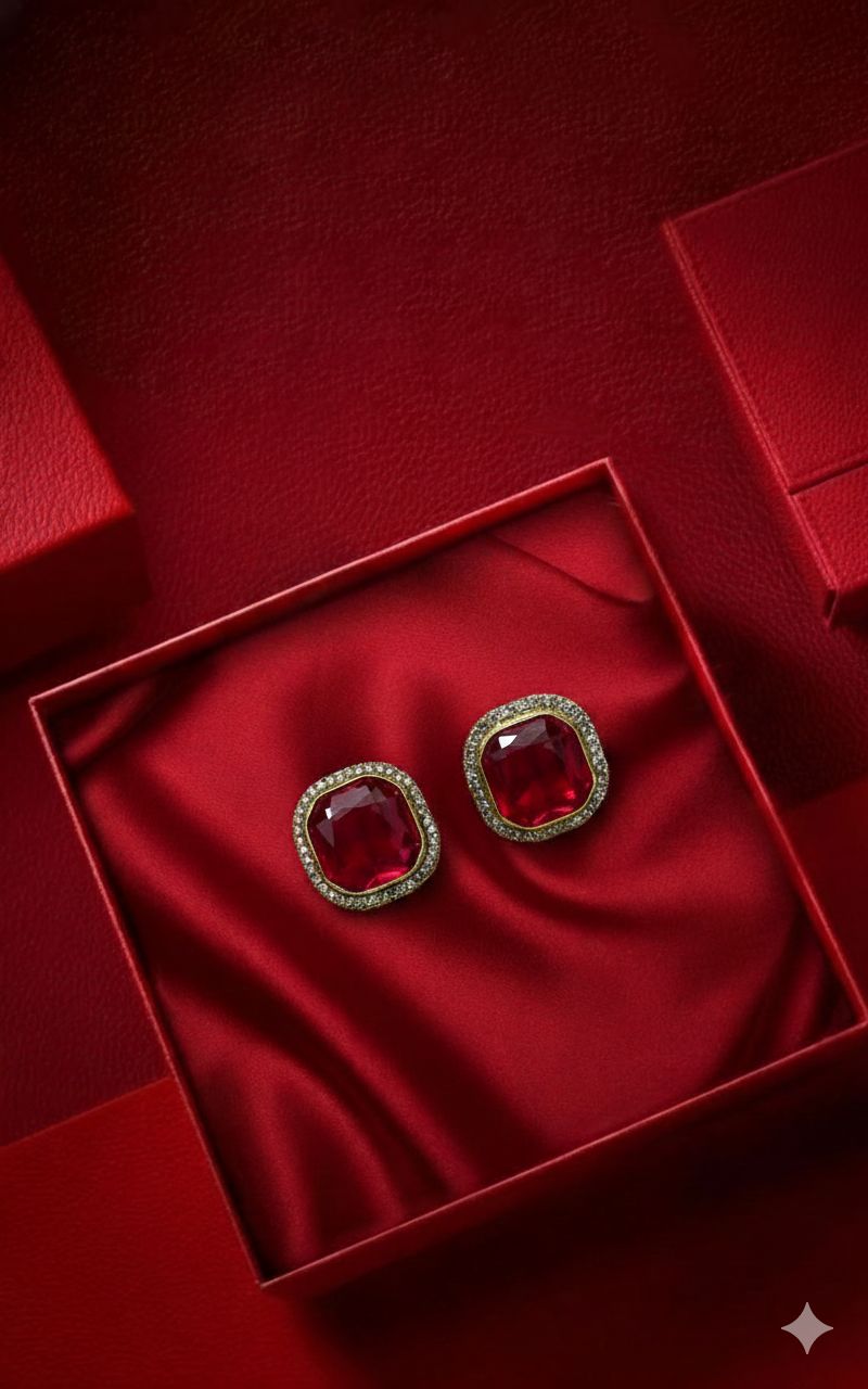 T2O Creation Stone-Studded Stud Earrings