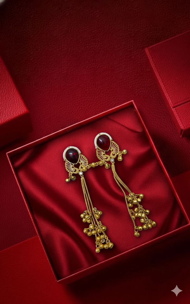 T2O Creation Traditional Indian Long  Kashmiri Jhumka Earring