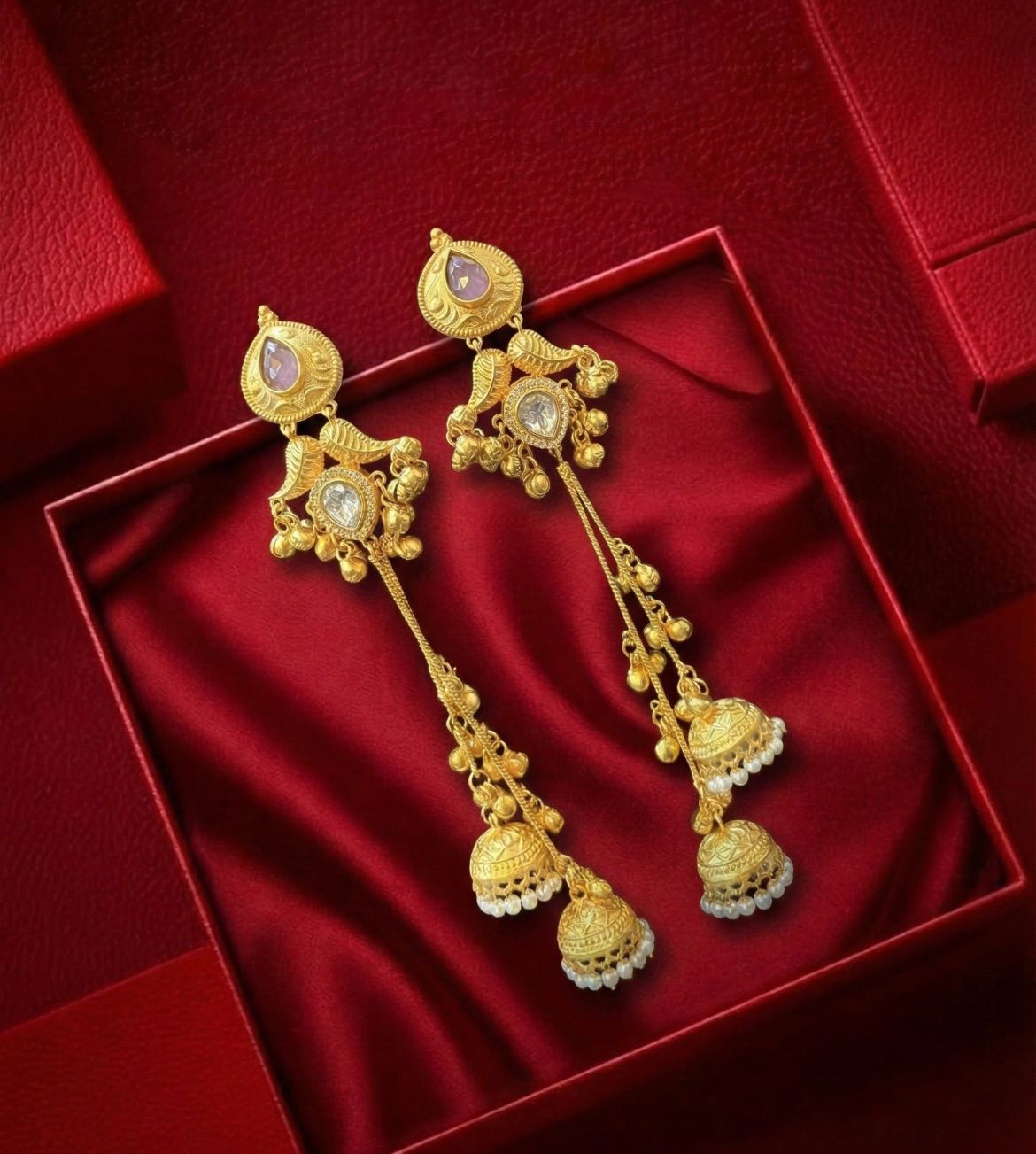 T2O Creation Traditional Indian Long Jhumka Earrings