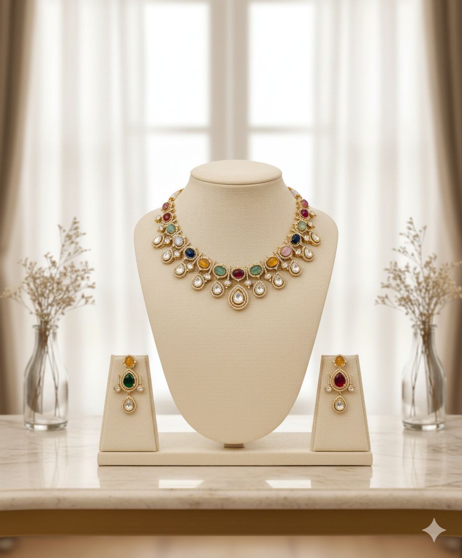 T2O Creation Traditional Indian Kundan Necklace Set