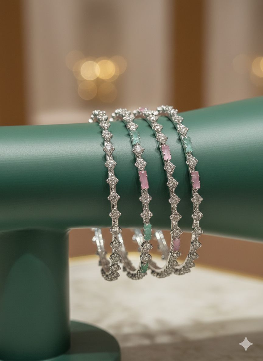 T2O Creation CZ Diamond Bangle Set